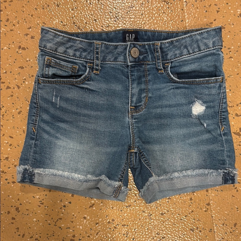 GAP Blue Distressed Jean Shorts Mid-Thigh